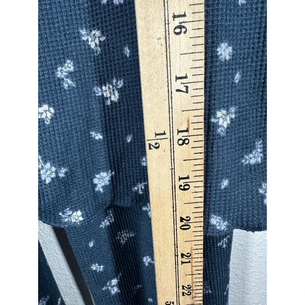 Aeropostale Pajama Set Womens Small Navy Floral Waffle Knit Henley Joggers‎